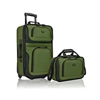 u.s. traveler rio ensemble de bagages à main extensibles en tissu robuste, vert, taille unique, rio bagages de cabine extensibles en tissu