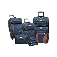 traveler's choice amsterdam lot de 8 valises, bleu marine, 8-piece set (15/21/25/29/packing cubes), bagage vertical extensible amsterdam