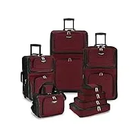 traveler's choice amsterdam lot de 8 valises, bordeaux, 8-piece set (15/21/25/29/packing cubes), bagage vertical extensible amsterdam