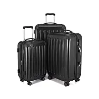hauptstadtkoffer - alex - ensemble de 3 valise rigide noir brillant, tsa, (s, m & l), 235 litres