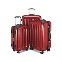 hauptstadtkoffer - alex - ensemble de 3 valises rigides rouge brillant, tsa, (s, m & l), 235 litres