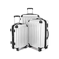 hauptstadtkoffer - alex - ensemble de 3 valises rigides blanc brillant, tsa, (s, m & l), 235 litres