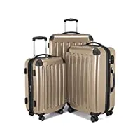hauptstadtkoffer - alex – set de 3 pièces (55 cm, 65 cm, 75 cm), valises rigide, trolleys, 4 rudeas, champagne