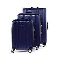 fergÉ set 3 valises rigides à 4 roulettes toulouse ensemble de bagages trolley voyage bleu