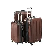 hauptstadtkoffer - alex - ensemble de 3 valises rigides marron brillant, tsa, (s, m & l), 235 litres