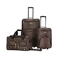 rockland ensemble de 3 valises transparentes, ensemble de 3 valises, léopard, taille unique, vara softside lot de 3 valises verticales