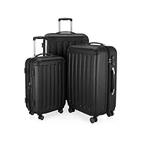 hauptstadtkoffer - spree - set de 3 valises, bagages rigides, abs, tsa, extensible, extra léger, 4 roues, (s m & l), noir
