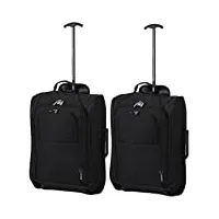 5 cities set de deux bagage à main valise à roulettes bagage de cabine (noir)