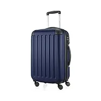hauptstadtkoffer - spree - bagages cabine à main, valise rigide, trolley, abs, tsa, extra léger, extensible, 4 roues, 55 cm, 42 l, bleu foncé