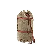 drakensberg sac marin 'robin' - grand sac de voyage marine comme sac à dos, xl duffel bag et bagage à main au design vintage-rétro, fait main durable, 60l, toile, cuir, kaki-beige, dr00105