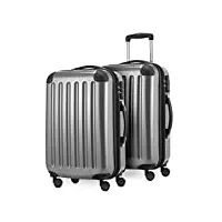 hauptstadtkoffer - alex lot de 2 bagages à main rigides et brillants, 55 cm, 42 litres, argent