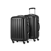 hauptstadtkoffer alex lot de 2 bagages à main hard-side brillants tsa, (s&s), 84 l, noir/noir, 55 cm, valise