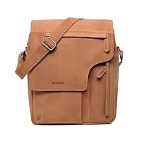 leabags sac bandoulière pour hommes et femmes | sac ordinateur portable en cuir véritable 13" | sac messager avec bandoulière | sac à main | sac de travail | sac de transport | naturel brun clair