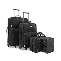 monzana® set de 5 valises noir trolley souple set de sacs de voyage trousse de toilette sac à bandoulière set de voyage vanity