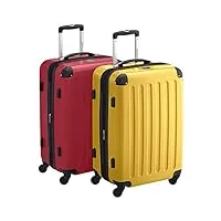 hauptstadtkoffer - alex - lot de 2 valises rigides brillantes tsa, 65 cm, 74 l, rouge/jaune, rouge/jaune, 65 cm, ensemble de valises