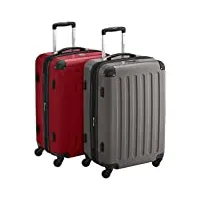 hauptstadtkoffer - alex lot de 2 valises rigides brillantes tsa rouge graphite 65 cm 74 l, graphite rouge, 65 cm, set de valises