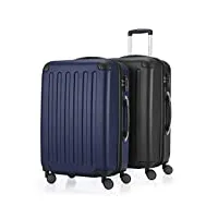 hauptstadtkoffer spree lot de 2 valises rigides mates tsa, 65 cm, avec extension de volume, noir/bleu foncé, noir/bleu foncé, set 65/65 cm, ensemble de valises
