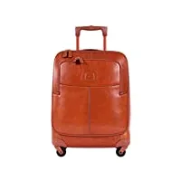 brics life pelle valise cabine 4 roues en cuir cognac 54 cm