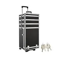 tectake valise malette trolley à roulettes esthetique poignée télescopique - diverses couleurs au choix (noir)