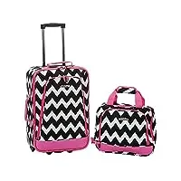 rockland ensemble de 2 valises extensibles, chevron rose., taille unique, lot de 2 valises à motif chevron rose