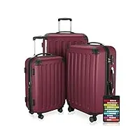 hauptstadtkoffer spree - ensemble de valises, set de 3 trolleys rigides (s,m & l) + étiquette de valise, (s, m et l) bordeaux