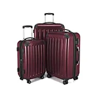 hauptstadtkoffer - alex - ensemble de 3 valises rigides bordeaux brillant, tsa, (s, m & l), 235 litres