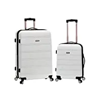 rockland melbourne valise rigide extensible à roulettes pivotantes, blanc/jardin opulent, taille unique, melbourne Étui rigide extensible