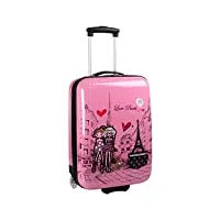 valise cabine rose pour fille motif paris love.