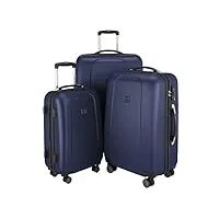 hauptstadtkoffer - wedding - set de 3 valises rigides bagage trolley 4 roues bleu foncé