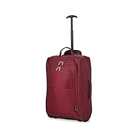 5 cities cabin approved trolley bag bagage cabine, 54 cm, 42 liters, rouge (wine)
