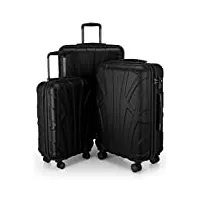 suitline - set de 3 valise bagages rigide, (s, m, l), noir