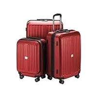 hauptstadtkoffer - x-berg - set de 3 valises bagages rigides de abs (s, m, l) 258 l, rouge