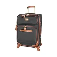 steve madden collection de bagages de designer – sac souple extensible de 61 cm – valise à carreaux légère et durable de taille moyenne avec 4 roulettes pivotantes, noir, 60,9 cm
