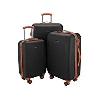 hauptstadtkoffer - wannsee - set de 3 valise bagages rigide, (s, m, l), tsa, noir