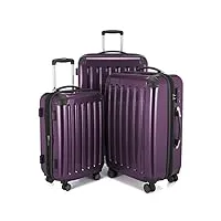 hauptstadtkoffer - alex - set de 3 pièces (55 cm, 65 cm, 75 cm), valises rigides extensibles, trolleys, tsa, 4 rudeas, violet