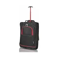 5 cities 42l bagage cabine léger valise souple 2 roues bagage à main (noir/rouge)