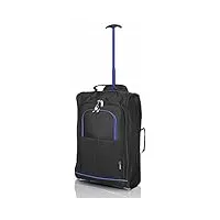 5 cities 42l bagage cabine léger valise souple 2 roues bagage à main (noir/bleu)