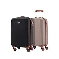 hauptstadtkoffer - wannsee - set de 2 valises bagages à main trolley 4 roues, tsa, champagne & noir