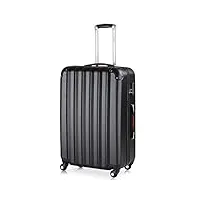 valise rigide xl noir 4 roues bagage à poignée télescopique en plastique abs avec serrure