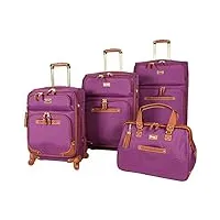 steve madden designer luggage collection – ensemble de 4 valises souples et légères à roulettes pivotantes – ensemble de voyage comprenant un sac fourre-tout, bagage à main de 50,8 cm, 61 cm et 71,1