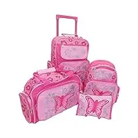 stefano rabamtago bagages de voyage pour enfant motif papillon rose, rose bonbon, set 4 teilig, 4 pièces