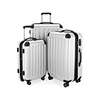 hauptstadtkoffer - spree - set de 3 valises, bagages rigides, abs, tsa, extensible, extra léger, 4 roues, (s m & l), blanc
