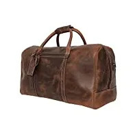sac weekend cuir vintage pour homme femme - sac de voyage bagage à main sac cabine à bandoulière pour les voyages, les voyages d'affaires, les escapades de week-end (marron foncé)