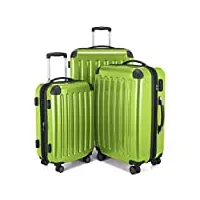 hauptstadtkoffer - alex - lot de 3 valises, valises de voyage, trolley, bagages rigides, set de voyage, 4 roues doubles (s,m & l), pomme verte