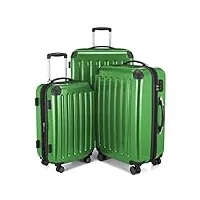 hauptstadtkoffer - alex - lot de 3 valises, valises de voyage, trolley, bagages rigides, set de voyage, 4 roues doubles (s,m & l), vert