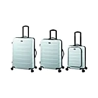 jsa lot de 3 valises de voyage rigides en plastique abs - 4 roulettes 360° - 72 cm - 184 l - blanc, blanc., xl, valise