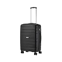 travelz big bars valise moyenne m - valise rigide medium avec serrure tsa - doubles roues (noir, m)