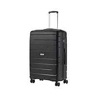 travelz big bars grande valise 78cm - trolley l valise rigide avec serrure tsa (noir, l)