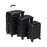 amazon basics valise de voyage à roulettes pivotantes, noir, lot de 3 valises (55 cm, 68 cm, 78 cm)