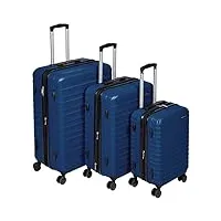 amazon basics valise de voyage à roulettes pivotantes, bleu marine, lot de 3 valises (55 cm, 68 cm, 78 cm)